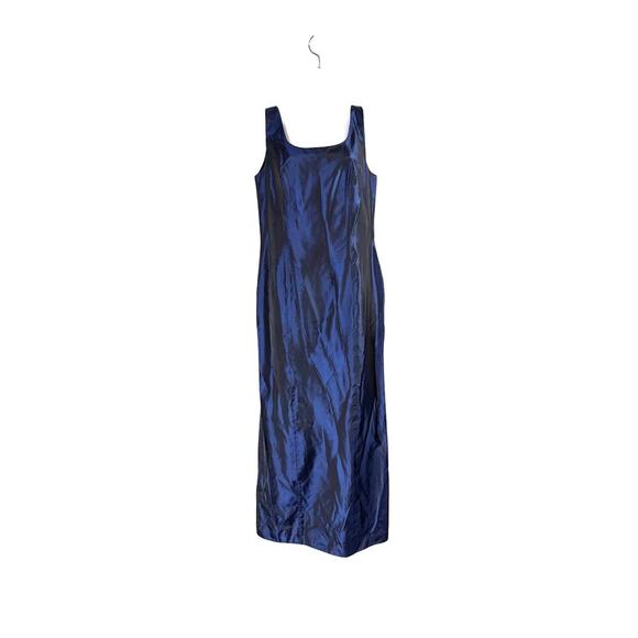 Vintage 90s Y2K Iridescent Navy Blue Evening Gown Prom Dress - Picture 1 of 6